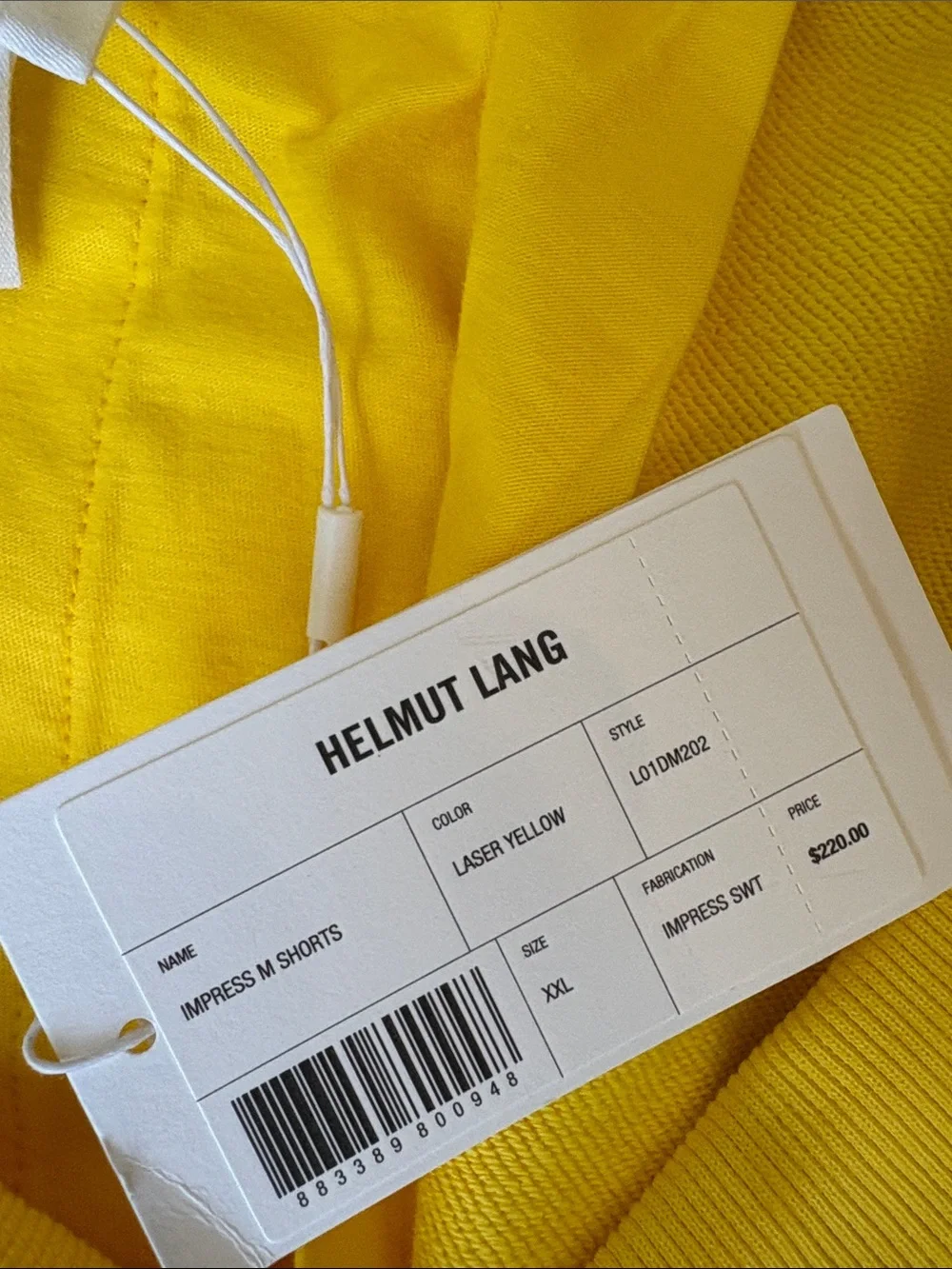Rare Helmut Lang Bright Yellow Graphic Cotton Shorts